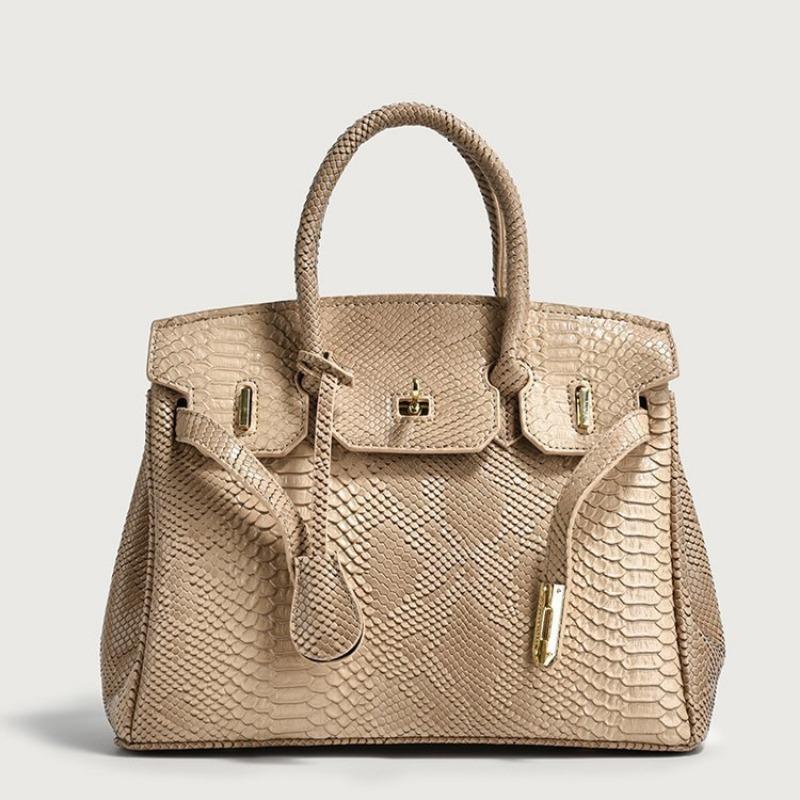 New retro snakeskin pattern platinum bag 2024 new European and American trendy large-capacity handbag versatile large-capacity women's bag