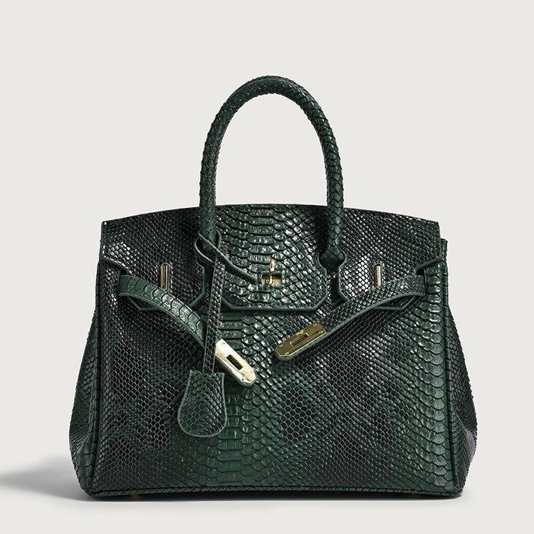 New retro snakeskin pattern platinum bag 2024 new European and American trendy large-capacity handbag versatile large-capacity women's bag