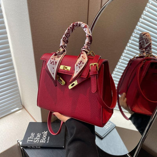 Cherry Red Girl 2023 New Bag Premium Texture Kelly Bag Premium Sense Shoulder Crossbody Bag