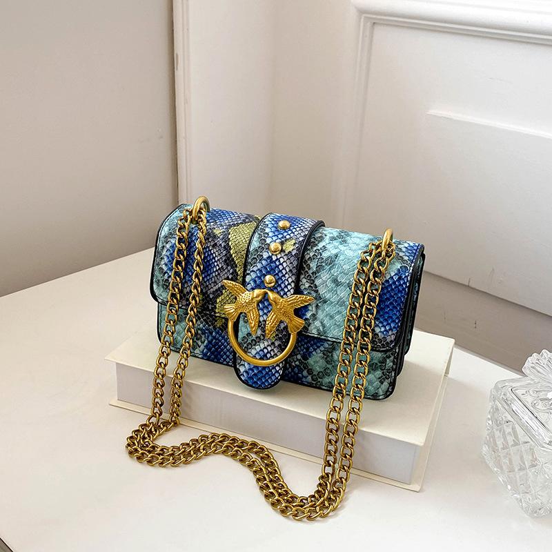 New bag Women's contrasting color snake pattern chain Underarm shoulder crossbody trendy bag Ladies bag