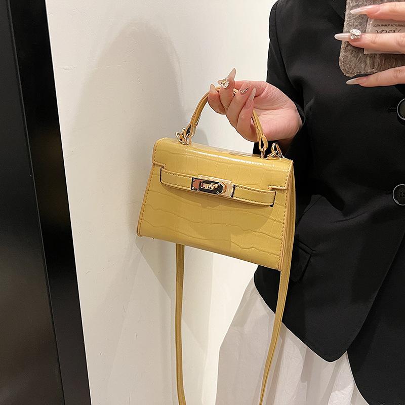 Premium platinum Kelly bag women's 2024 spring and summer new foreign style portable small square bag fashion shoulder messenger bag