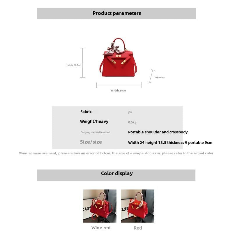 Cherry Red Girl 2023 New Bag Premium Texture Kelly Bag Premium Sense Shoulder Crossbody Bag