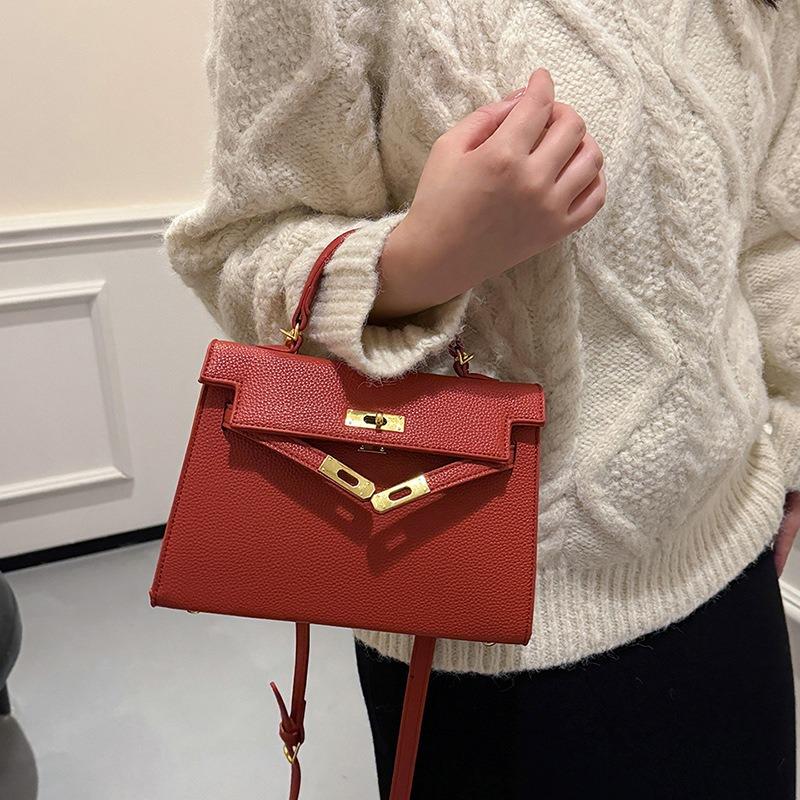 Portable Kelly bag Women's new high-end retro platinum bag Versatile fashion shoulder messenger bag