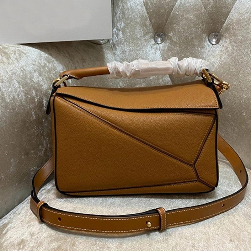 2024 new geometric pillow bag autumn and winter fashion trend single shoulder oblique span portable leather women's bag splicing women's bag