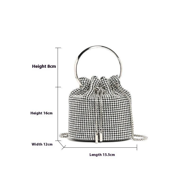 Dinner bag Diamond bag 2024 spring new fashion chain diamond-encrusted shoulder oblique span bucket bag