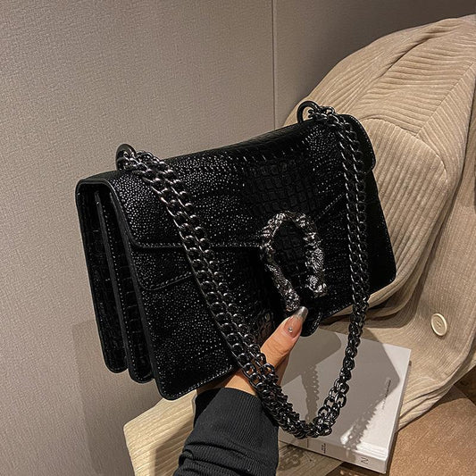 Bag Women's Bag 2024 New Versatile Korean Edition Fashion Small Square Bag Casual Foreign Style Printed Shoulder Bag Chain Bag