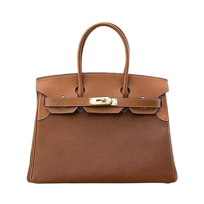 High-end quality retro handmade Fubao saddle leather platinum bag leather lock fashion handbag Kelly women's bag