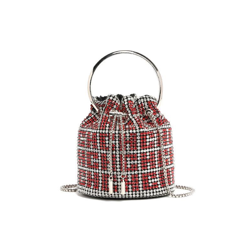 Dinner bag Diamond bag 2024 spring new fashion chain diamond-encrusted shoulder oblique span bucket bag