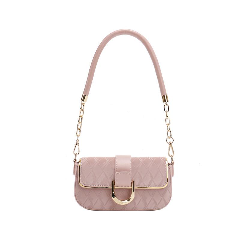 Office worker white-collar temperament shoulder bag, new high-end diamond chain, underarm bag, simple foreign style small square bag for women