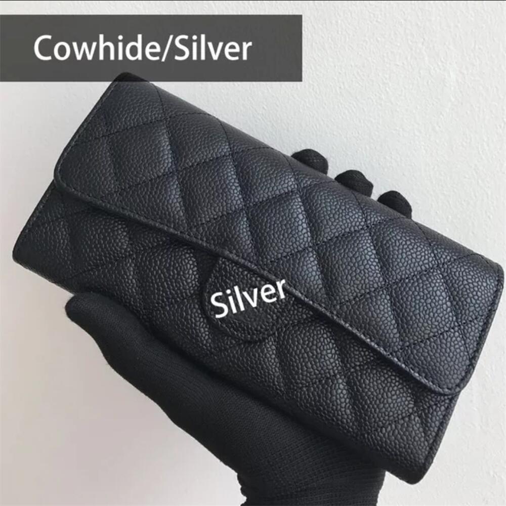 Classic Rhombus  Ladies Long Wallet Card Bag Caviar Leather Flip Business Card Credit Card Holder