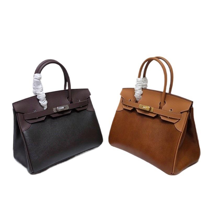 High-end quality retro handmade Fubao saddle leather platinum bag leather lock fashion handbag Kelly women's bag