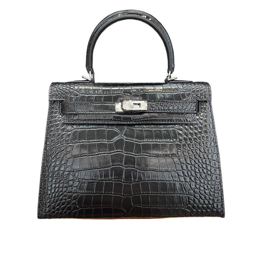 New women's bag crocodile pattern palm pattern second generation Kelly bag cowhide mini Kelly bag shoulder crossbody handbag