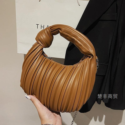 Niche underarm pleated bag women's 2024 autumn and winter new retro popular women's bag versatile portable soft knot dumpling bag