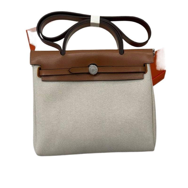 Handmade insewn leather Kelly bag color matching canvas portable shoulder messenger women's bag large capacity commuter bag