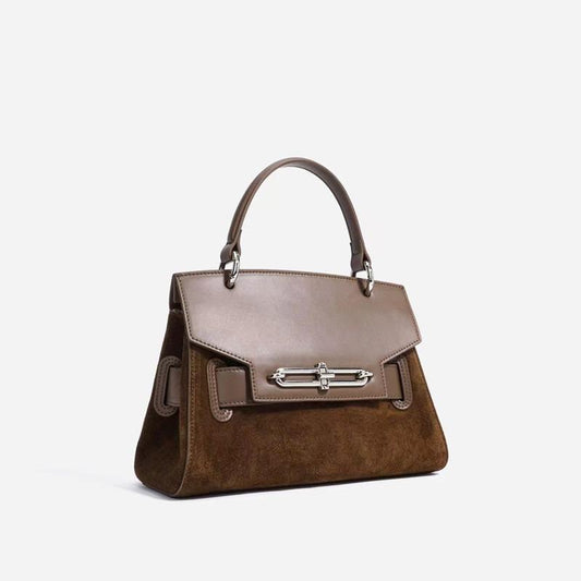 Bag Women's 2024 New High-end Leather Small Square Bag Women's Crossbody Handbag Palm Pattern Lock Kelly Bag Women