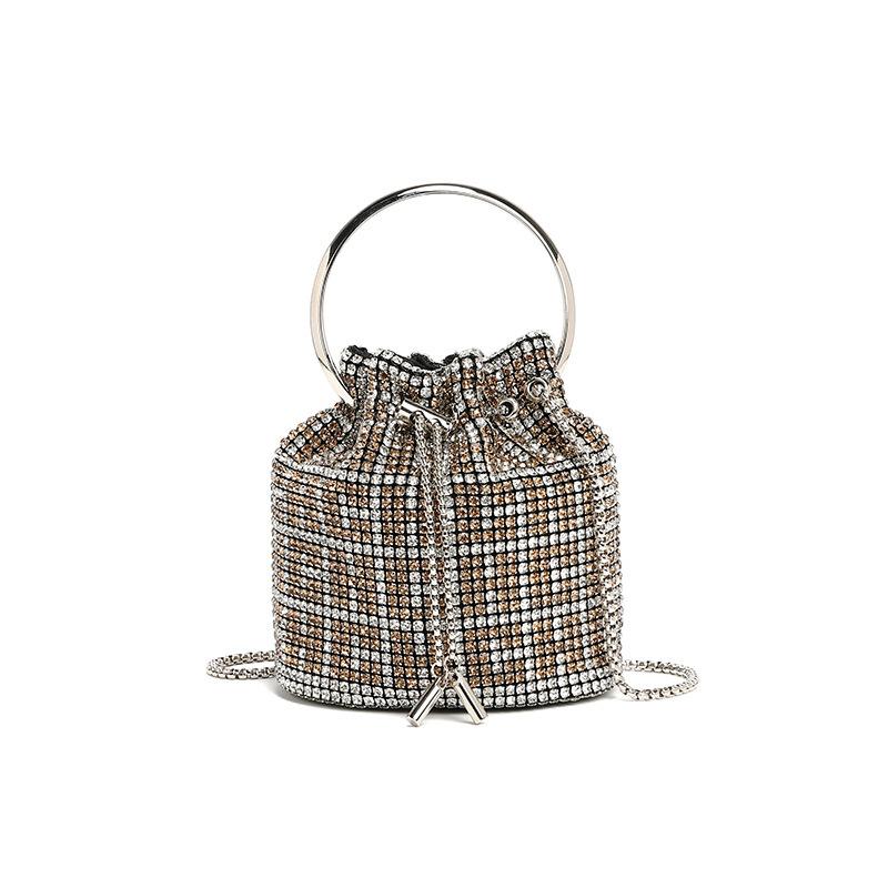 Dinner bag Diamond bag 2024 spring new fashion chain diamond-encrusted shoulder oblique span bucket bag