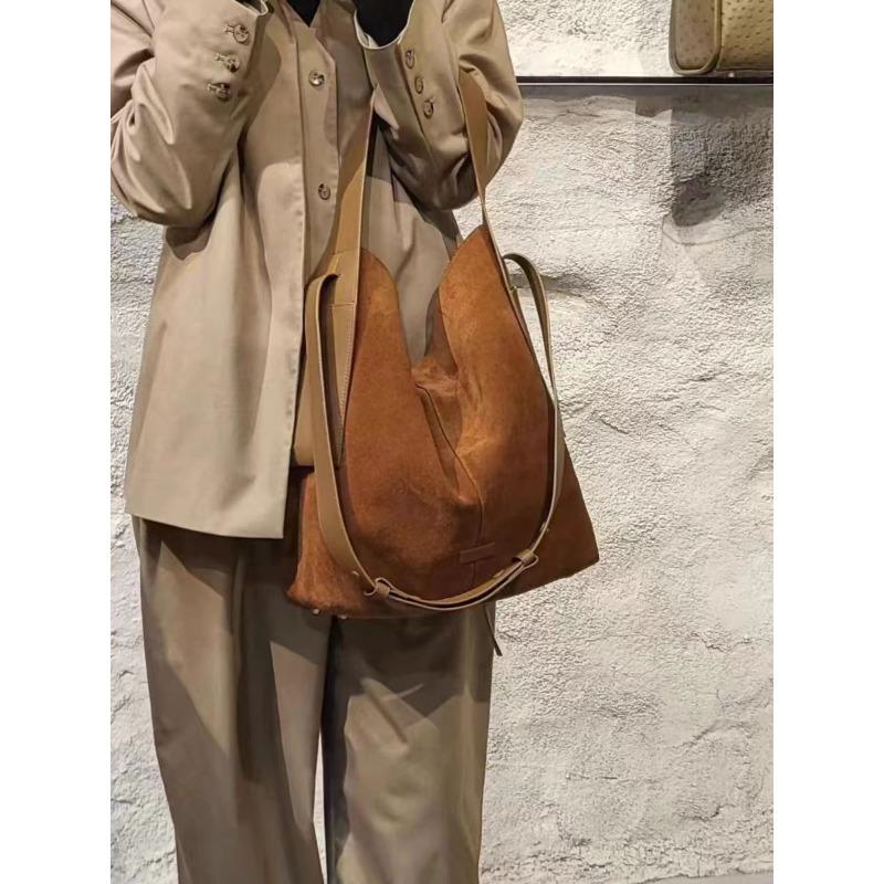 Maillard Lazy Wind Oblique Span Bag Autumn and Winter Premium Scrub Texture Large Capacity Tote Bag Commuter Versatile Shoulder Bag