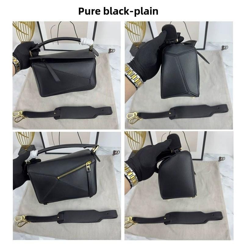 2024 new geometric pillow bag autumn and winter fashion trend single shoulder oblique span portable leather women's bag splicing women's bag