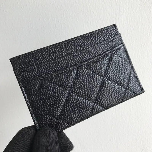 Rhombus luxury high-quality leather ID credit card holder change bag cowhide caviar card bag cross-border explosion