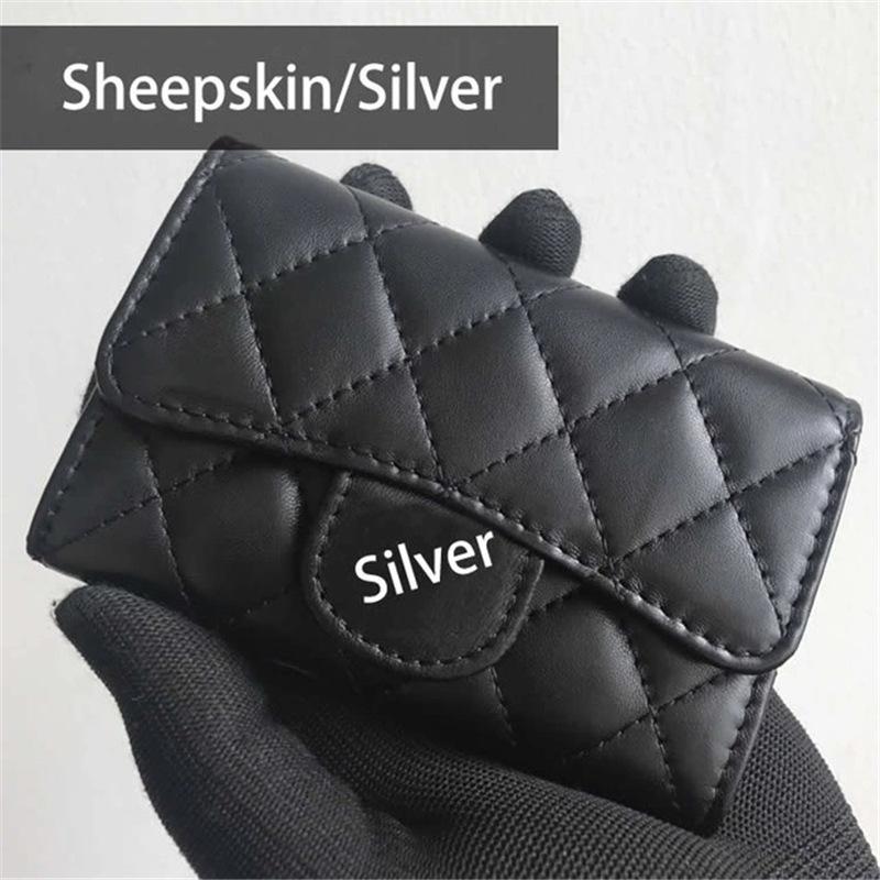 Classic Rhombus Ladies Card Bag Fashion Sheepskin Leather Business Card Holder Flip Credit Card Change Bag Cross-border