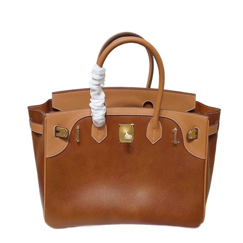 High-end quality retro handmade Fubao saddle leather platinum bag leather lock fashion handbag Kelly women's bag