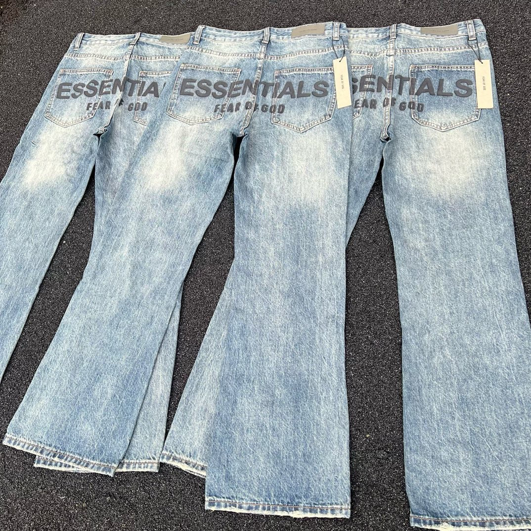 High version FEAR OF GOD double line blue heavy industry washed jeans high street couple men's and women's jeans