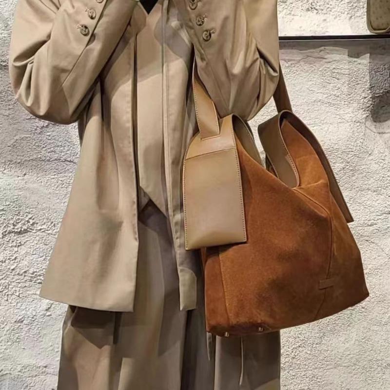 Maillard Lazy Wind Oblique Span Bag Autumn and Winter Premium Scrub Texture Large Capacity Tote Bag Commuter Versatile Shoulder Bag