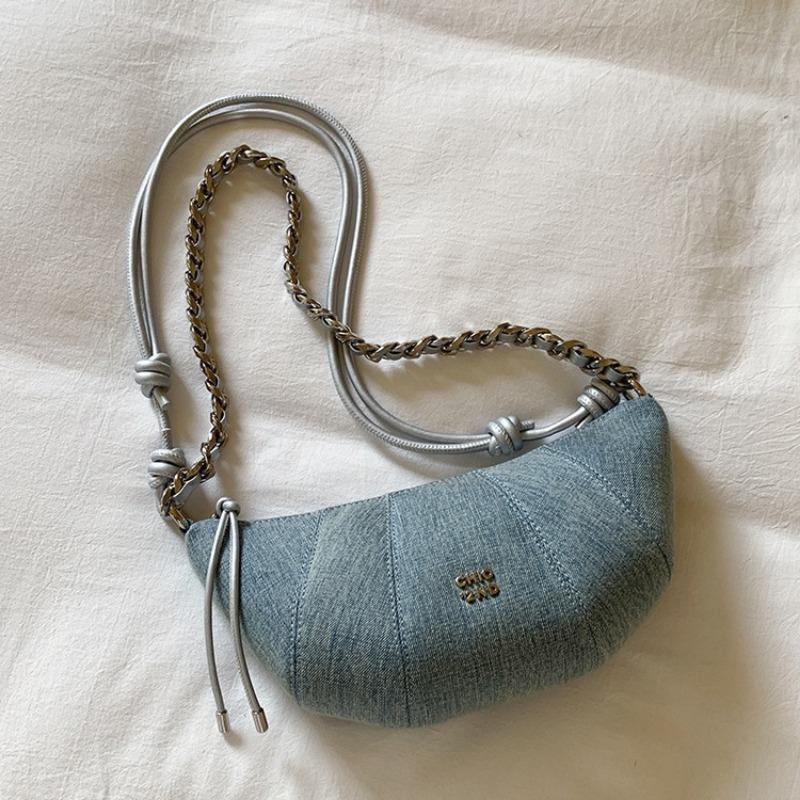 Zurich Street Corner Crescent Bag Original Niche Denim Blue Shoulder Croissant Bag Women's Croissant Bag