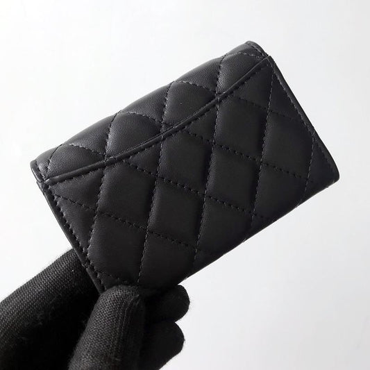 Classic Rhombus Ladies Card Bag Fashion Sheepskin Leather Business Card Holder Flip Credit Card Change Bag Cross-border