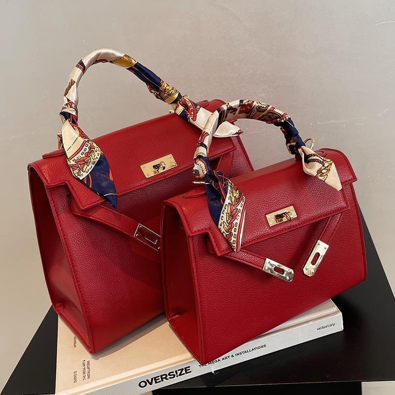 2024 new high-end fashion handbag red handbag