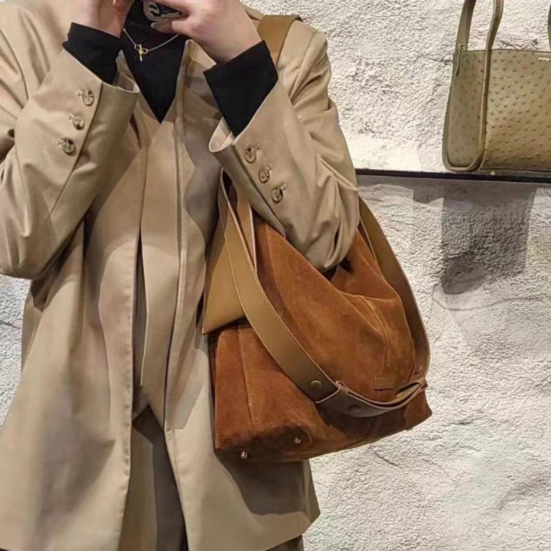 Maillard Lazy Wind Oblique Span Bag Autumn and Winter Premium Scrub Texture Large Capacity Tote Bag Commuter Versatile Shoulder Bag