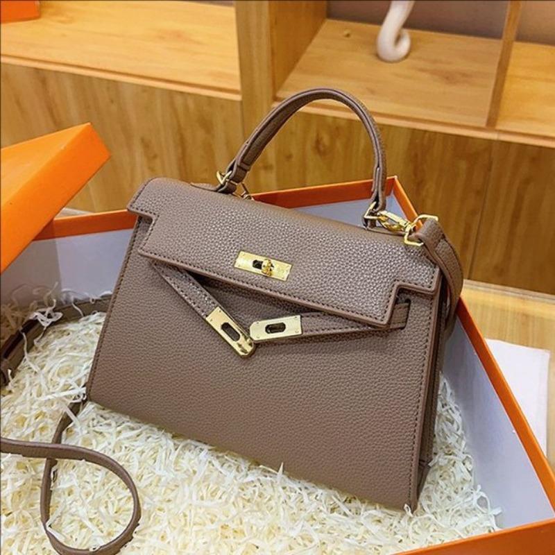 Portable Kelly bag Women's new high-end retro platinum bag Versatile fashion shoulder messenger bag