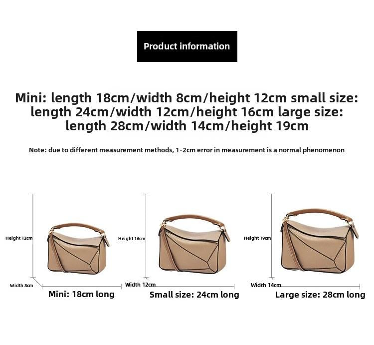 2024 new geometric pillow bag autumn and winter fashion trend single shoulder oblique span portable leather women's bag splicing women's bag