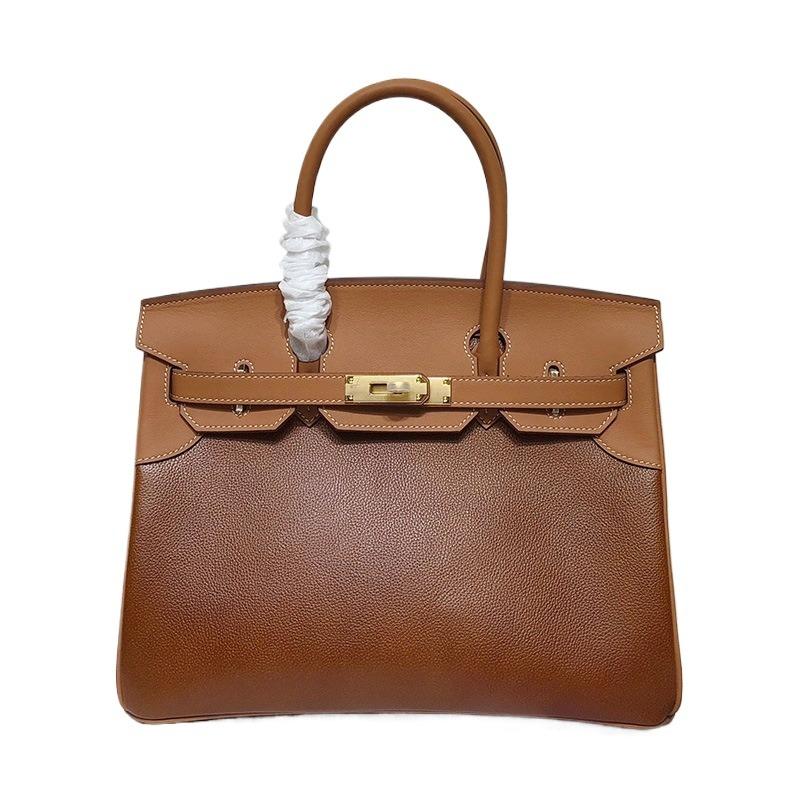 High-end quality retro handmade Fubao saddle leather platinum bag leather lock fashion handbag Kelly women's bag