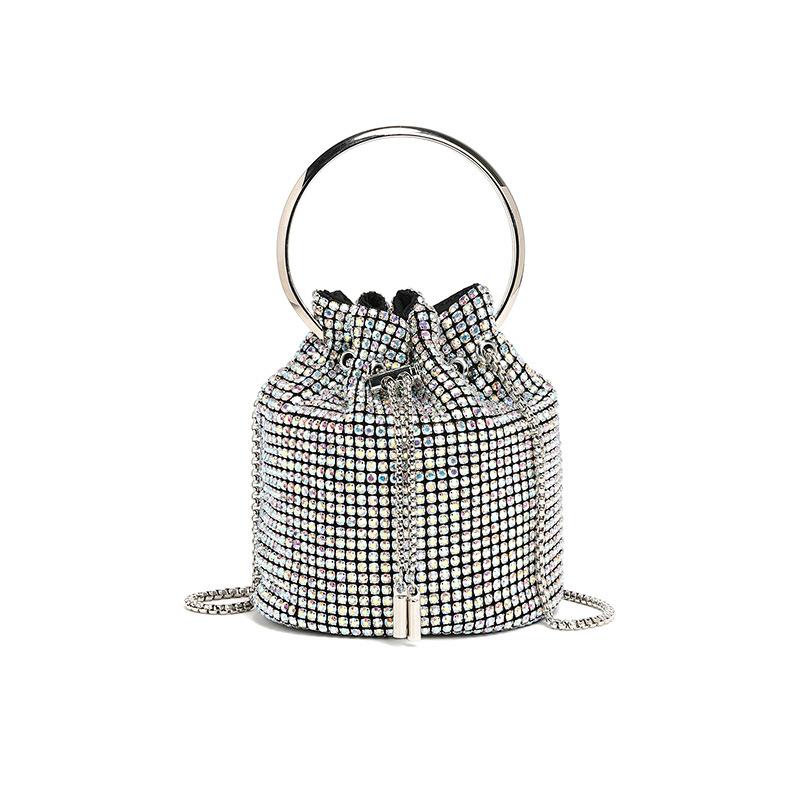 Dinner bag Diamond bag 2024 spring new fashion chain diamond-encrusted shoulder oblique span bucket bag