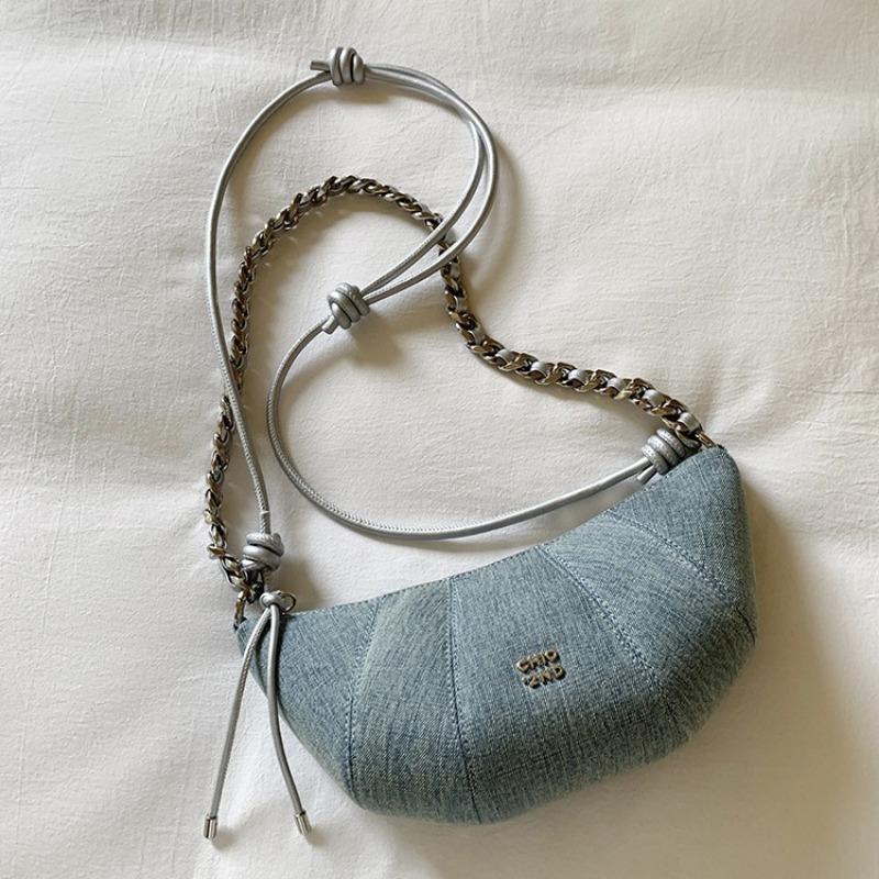 Zurich Street Corner Crescent Bag Original Niche Denim Blue Shoulder Croissant Bag Women's Croissant Bag